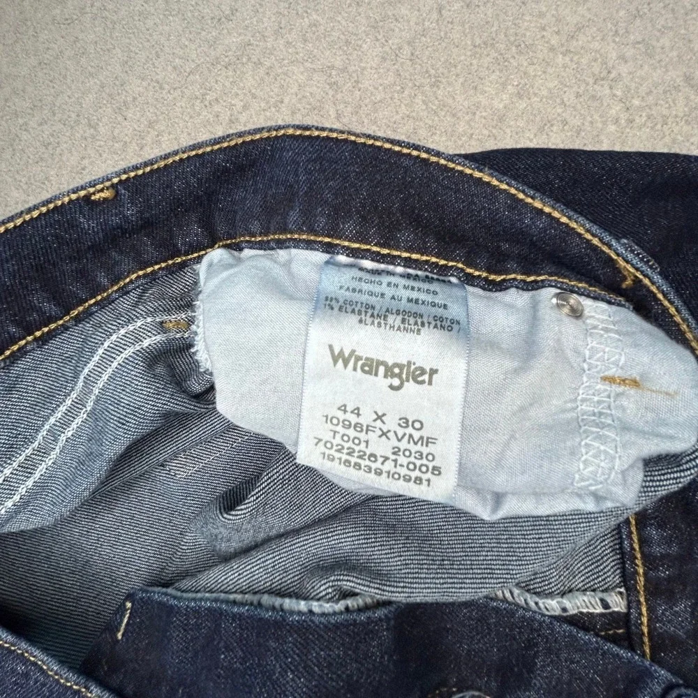 Wrangler Jeans Mens 44x30 Dark‎ Blue Excellent Stretch Denim 1096FXVMF